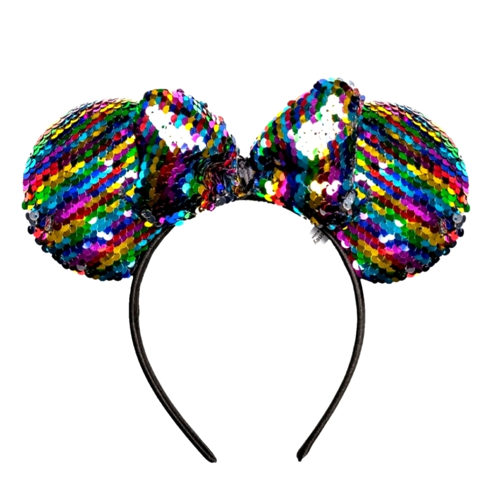 MINNIE MOUSE Ears rainbow sequin headband with bow